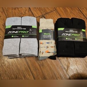 Men's Half Cushion Tube Socks - Gray, Black, and Cream